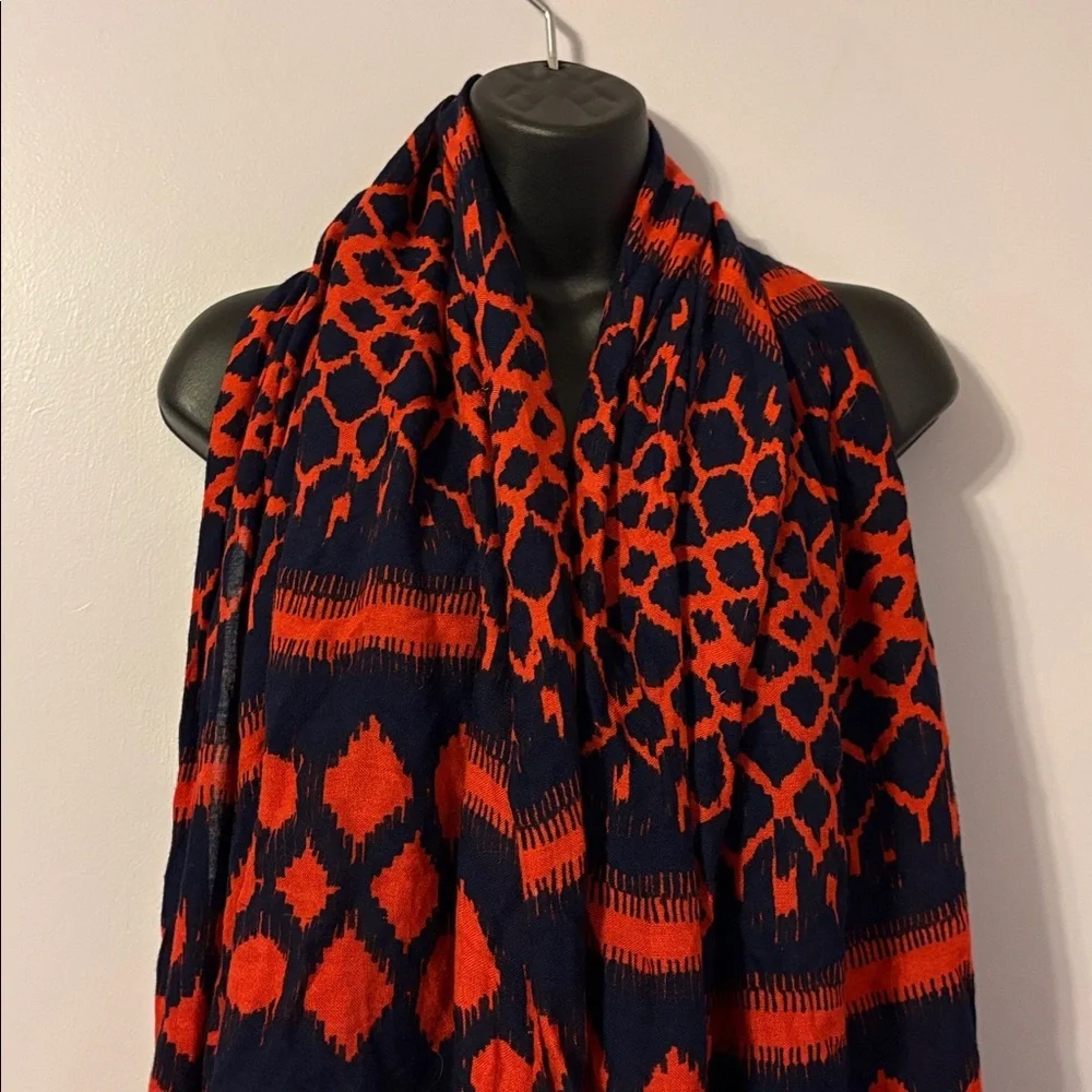 Stella & Dot Navy and Red Boho Large Scarf Shawl Coverup Dress